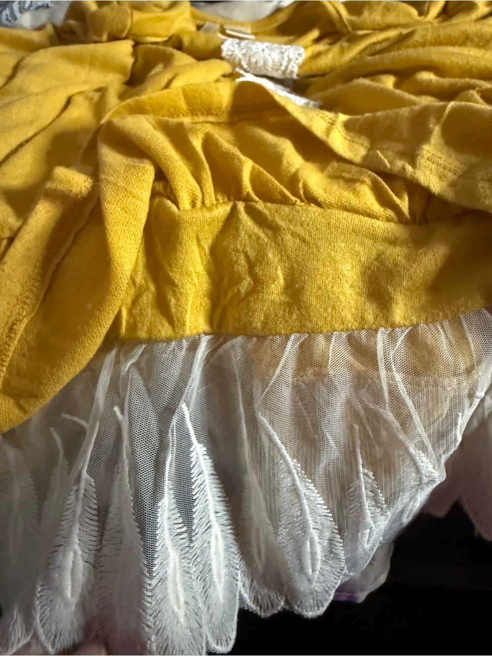 Forgotten Grace Yellow Crochet Lace Ruffle Peplum Top XL Boho - Picture 5 of 7